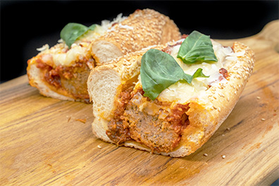 Meatball Parmesan Hoagie made at our Cherry Hill pizza restaurant.