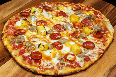 Pineapple Express Pie prepared at our pizza restaurant near Gibbsboro, New Jersey.